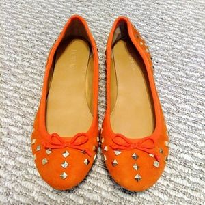 J.Crew orange suede gold stud ballet flats sz 6.5